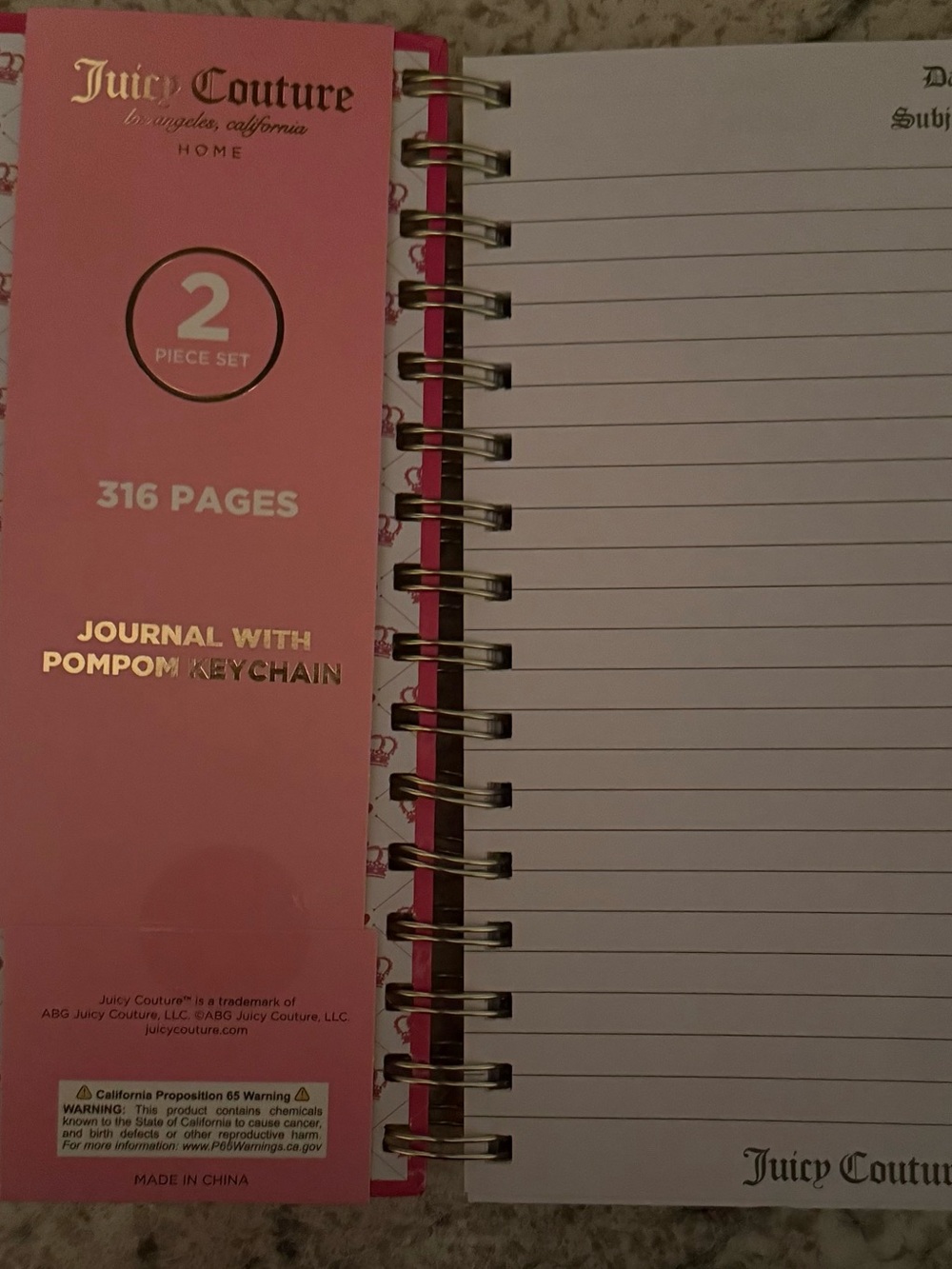 Juicy Couture Pink and Gold Spiral Journal - Picture 2 of 3
